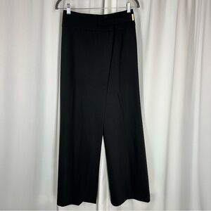 Max Mara Wide Leg Wrap Front Trousers 2 Black Mid Rise Tailored Pant 27x31 READ